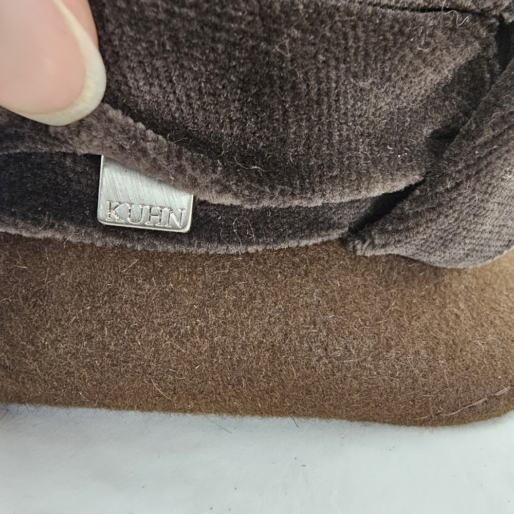Vintage Kuhn Dark Brown Cloche Felt Hat Velvet Ribbon Flapper Boho - Picture 7 of 8